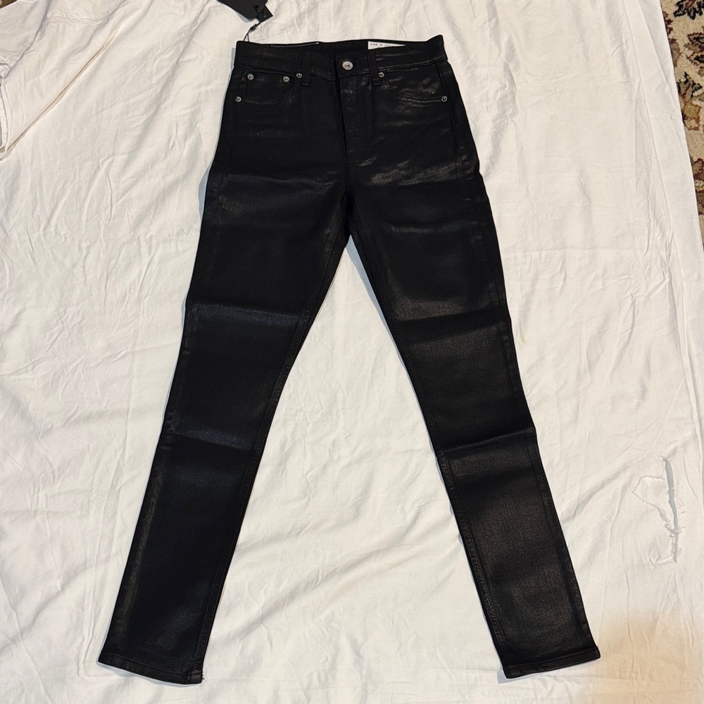 rag & bone Women's Black Coated Skinny High Rise Nina Jeans Sz 25